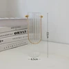 European Vertical Pattern Glass Hydroponic Vase with Metal Handle Simple Home Desktop Decoration Vase Desk Storage Bucket 6