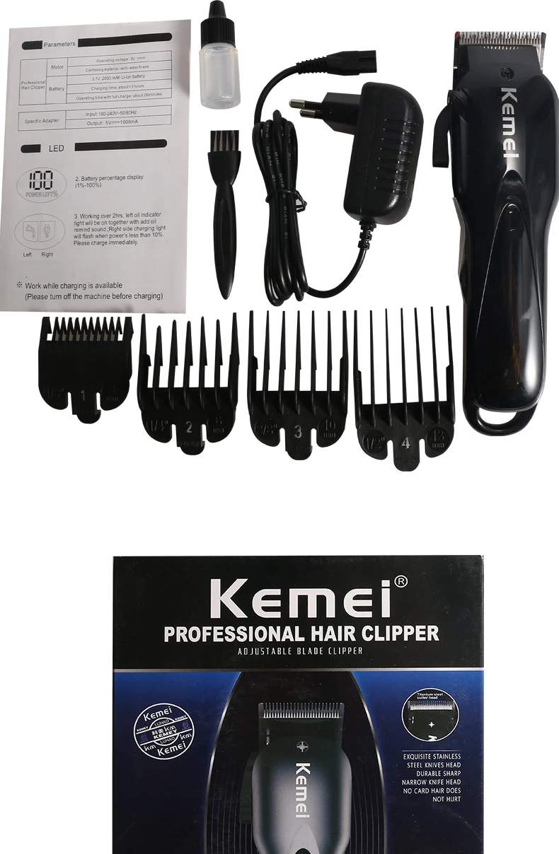 Kemei-1929 Electric Trimmer Beard Trimmer Professional Hair Clipper Rechargeable Hair Cutting Machine Electric Trimmer Razor