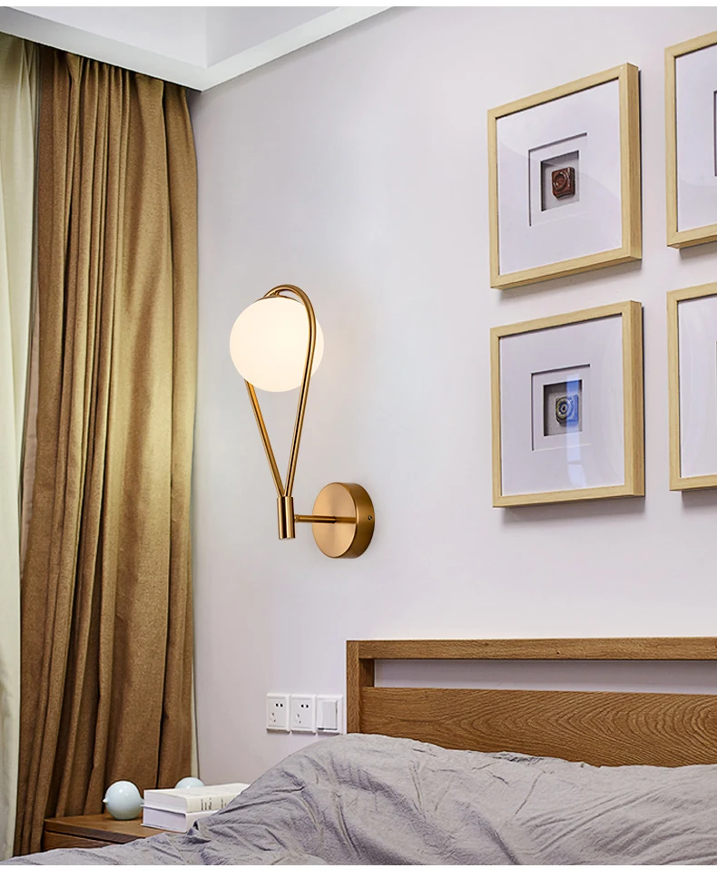 Art Deco Bedroom Bedside Wall Lamp Nordic Glass Ball Wall Lighting/Light Modern LED Wall Light