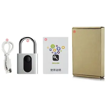 

Security Keyless USB Smart Fingerprint Padlock Gym Door Lock Student Dormitory