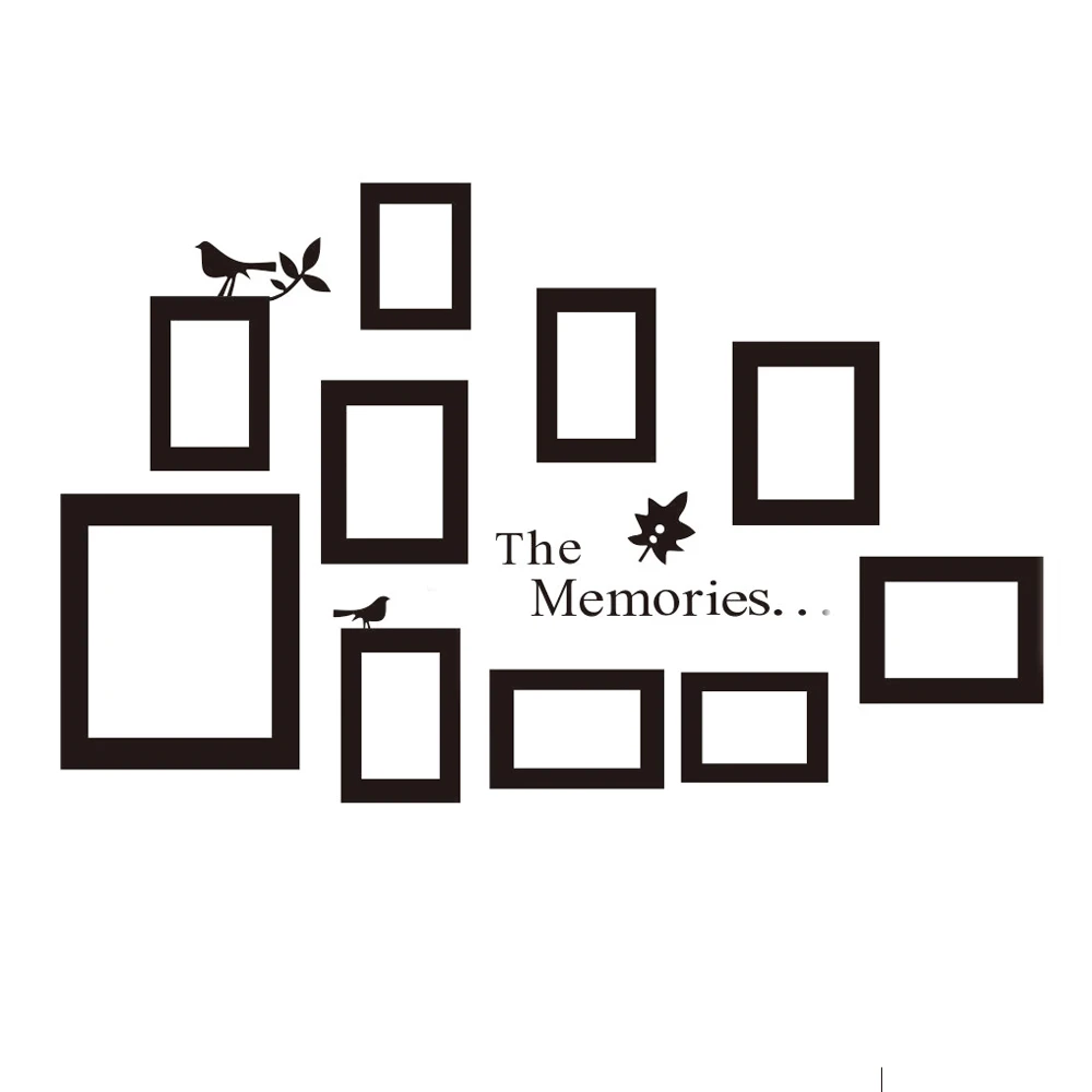 

10pcs Wall-Mounted Photo Frame Black Sticker Photo Frame Mural Photo Frame Decor Picture Decor DIY Home Wall Stickers