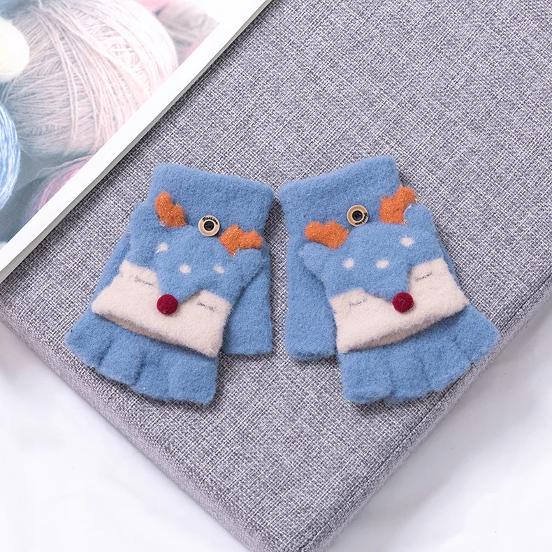 1 пара детских перчаток с рисунком оленя из мультфильма, осенне-зимние варежки для детей 1-3 лет, теплые мягкие перчатки для новорожденных, рождественские подарки
