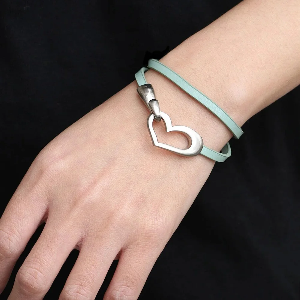 simple Multilayer Heart Shape Charm Cuff Bracelet For Women Suitable for bracelets and chokers - Image 3