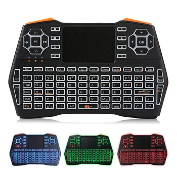 

4 Languages 2.4G Mini Wireless Keyboard Air Mouse Three-color Backlight Keyboard with Touch Pad for Laptop TV Box Tablet