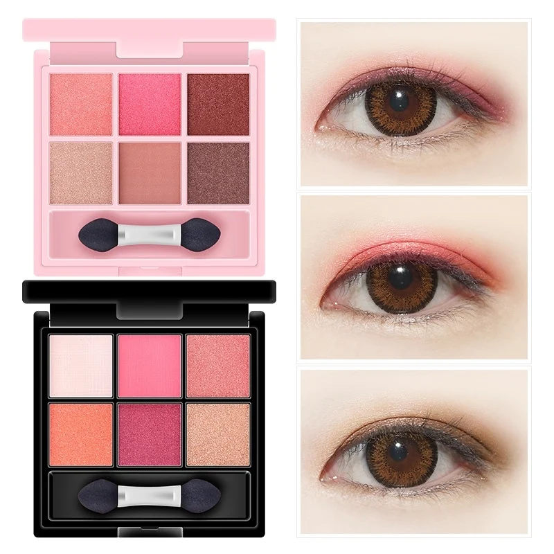 Palette Pigment Eyeshadow Waterproof Smoky Eye Shadow with Brush 6 Colors |