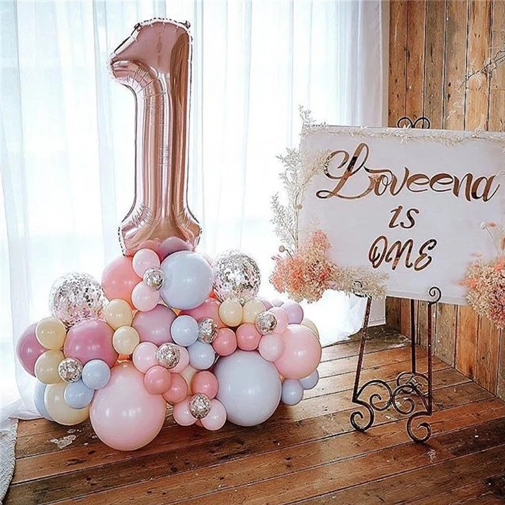 74pcs/set mix macaron color latex globos rose gold number balloons set wedding birthday party decorations DIY balls stand column | Дом и сад