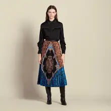 Осень и зима новые ретро барокко печати женские длинные плиссированные юбки