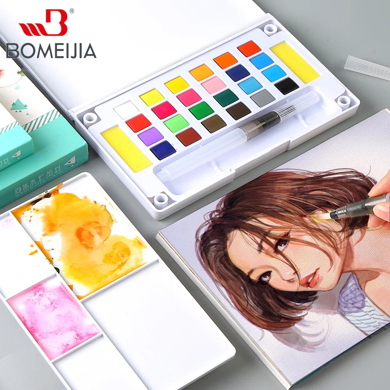 12/18/24/36 Solid Watercolor Paint Set With Brush Portable Water Color Pigment For School Students Beginner Art Supplies | Товары для