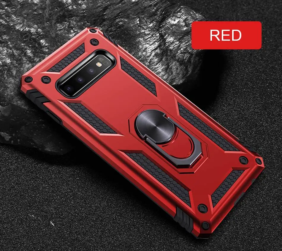 Роскошный противоударный чехол для телефона samsung Galaxy S10e S9 S8 Plus, магнитное кольцо, оболочка для samsung Note 9 8, защитный чехол - Цвет: Red