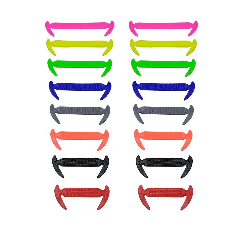 16Pcs Lazy No Tie Elastic Silicone Shoelaces Athletic Running Sport Shoelaces Children and Adult Shoe Strings For Sneaker