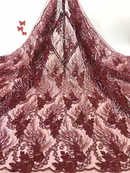 

African Lace Fabric 2020 High Quality Lace French Net Tulle Lace With Sequins Nigerian Lace Fabrics For Sewing Fabric DPA14