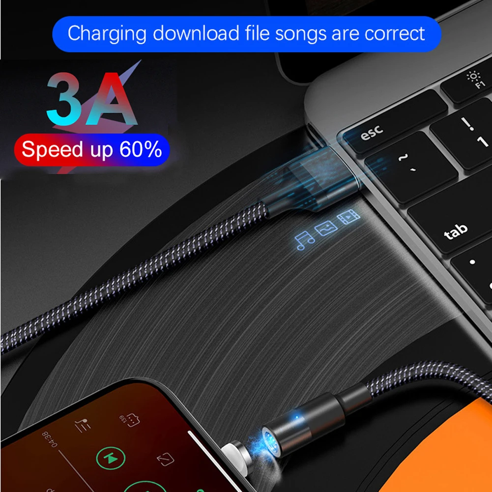 Магнитный кабель Micro usb type C для iPhone осветительный кабель 3A провод для быстрого заряда type-C Магнитный зарядный кабель для телефона samsung