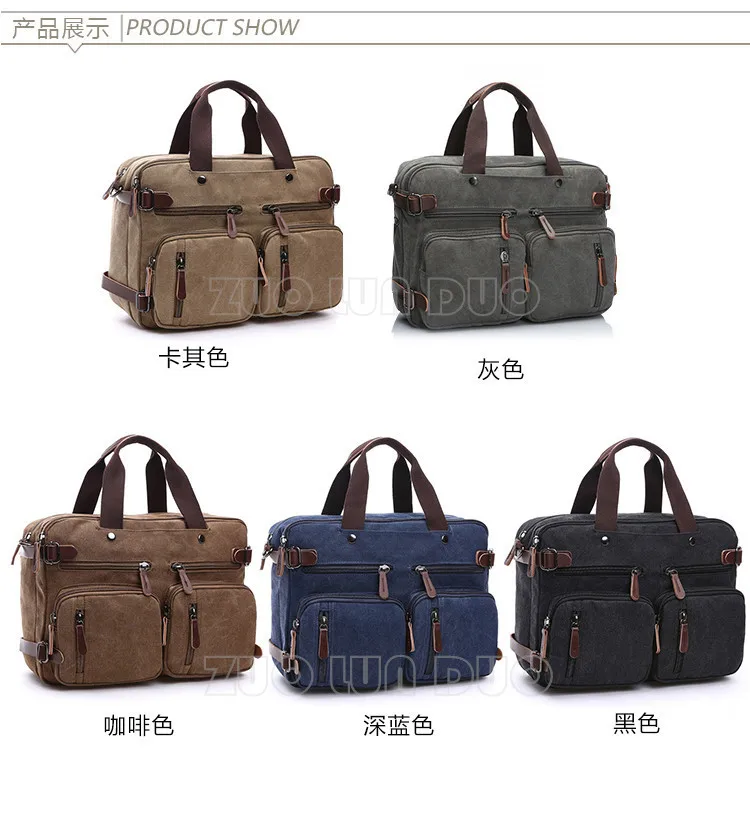Мужская Холщовая Сумка, кожаный портфель, Дорожный чемодан, сумка-мессенджер на плечо, большая Повседневная деловая сумка для ноутбука
