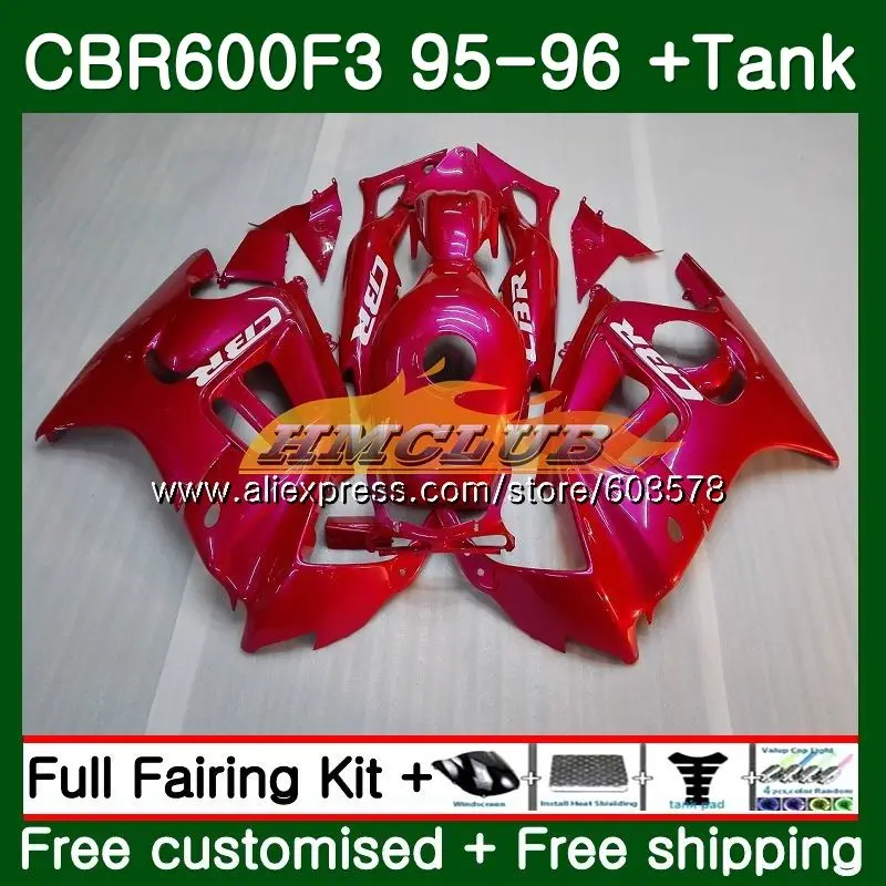 Корпус для HONDA CBR600RR CBR 600F3 FS CBR 600 F3 1995 1996 Гламурный розовый 67CL. 51 600CC CBR600FS CBR600F3 CBR600 F3 95 96 обтекатели