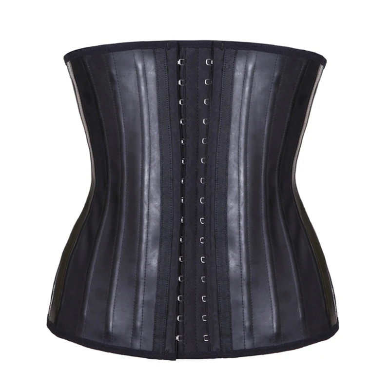 

Sports Shinning Latex Waist Trainer Body Shaper 25 Steel Boned Black Slimming Belt Cincher Gaine Corset Underwear Corselet