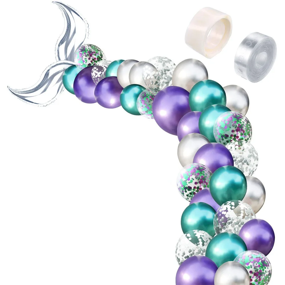 Русалка вечерние девушки день рождения декоративная Растяжка воздушные шары для дня рождения гирлянда хвост русалки оболочки гирлянды-флажки Детские Декор - Цвет: Mermaid tail ballon1