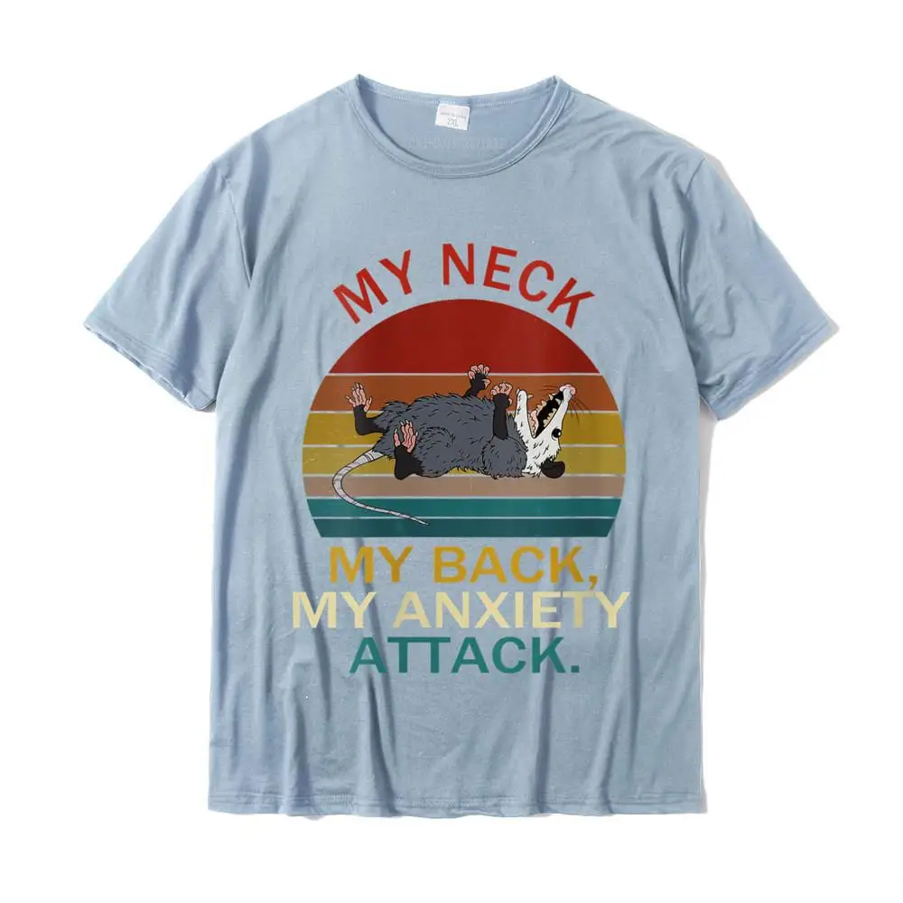 Normal Tops Shirts Family Round Collar Simple Style Short Sleeve 100% Cotton Men's T-shirts Customized Tees Free Shipping Womens My Neck My Back My Anxiety Attack Opossum Sunset V-Neck T-Shirt__28010 light
