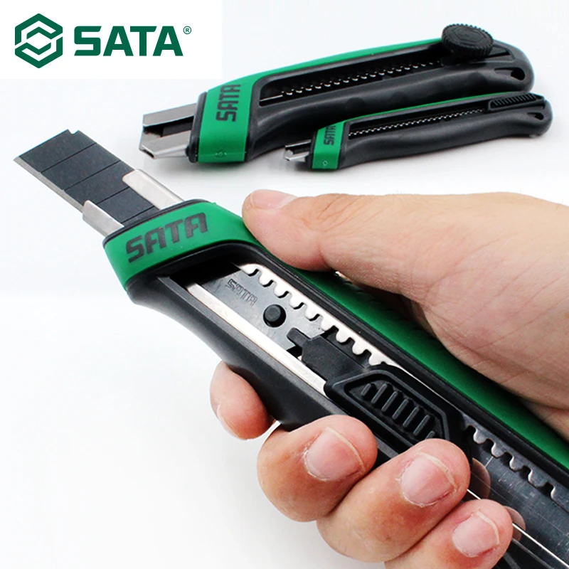 

SATA 18MM Utility Knife Super Sharp And Durable Rubber Knife Paper Knife Wallpaper Knife Household Cutting Non-slip 93482