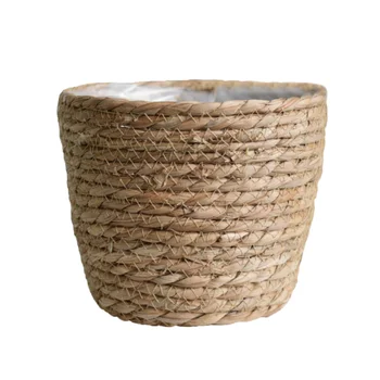 

Woven StrawPot Seagrass Storage Flower Pot Seagrass Folding Basket Plant flower seagrass Indoor Rattan Seagrass Planter Basket