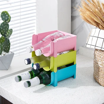 

Drink Bottle Holder Stackable Box Cabinet Red Wine Display Storage Rack Case Refrigerator Beverage Cans Fixed Stand Organizer