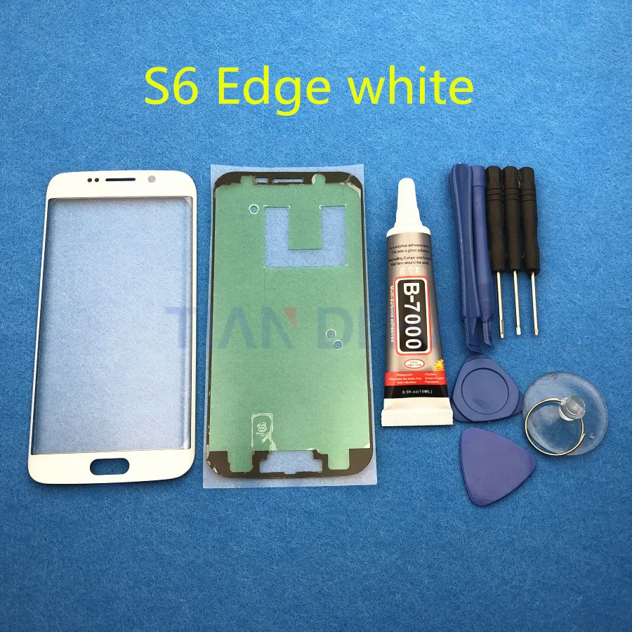 Передняя внешняя стеклянная крышка для объектива Замена для samsung Galaxy S7 Edge G935 G935F G935FD S6 Edge G925F ЖК-стекло и B-7000 инструмент для клея - Цвет: S6 Edge white