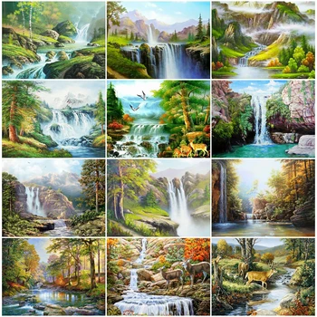 

EverShine 5D DIY Diamond Painting Full Square Drill Waterfall Diamond Embroidery Landscape Natural Picture Mosaic Wall Decor
