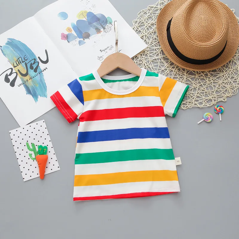 LJW 2022 Cartoon infant Suits Baby Clothing Set for Boys Girls Cute Summer Casual Clothes Set Striped Top+Shorts Kids Clothes Baby Clothing Set near me
