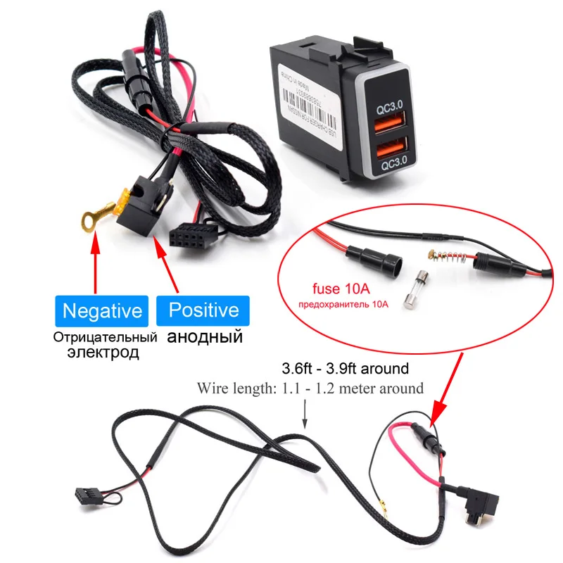 XCGaoon QC3.0 Быстрая зарядка 2 USB Автомобильное зарядное устройство двойной телефон PDA
