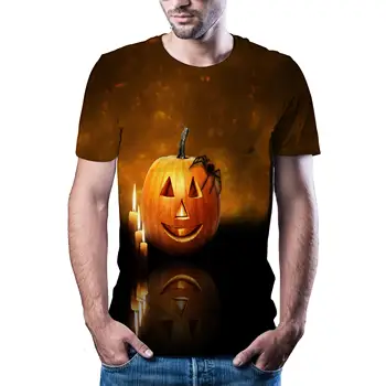 

2020 Pumpkin Head Summer Short Sleeve 3D Printing Men and Women Casual Fashion T-shirt Halloween T-shirt