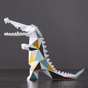 

[MGT] Abstract Crocodile Figurines Miniature Statue Geometric Furnishing Home Decor Accessories Modern Christmas Gift Twisty Pet