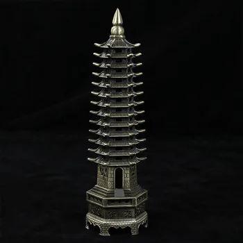 

Archaistic Metal Pagoda Tower Figurine Miniature Model Modern Art Metal Building Figurine Home Decoration Accessories Room Decor