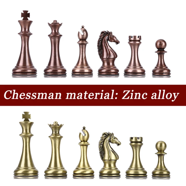 Best Quality International Chess Set Folding Wooden Chess Board Classic Metal Pieces Kit Standard Board Game for Kids Adult.