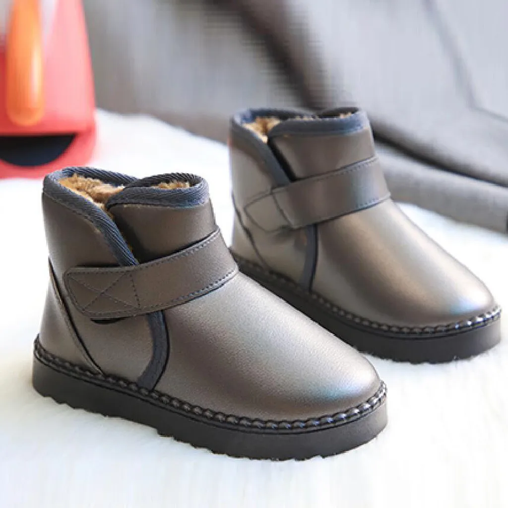 Ботинки для мальчиков и девочек; водонепроницаемые ботинки для малышей; теплые плюшевые ботинки для мальчиков; зимние ботинки для девочек; детская зимняя обувь;# C