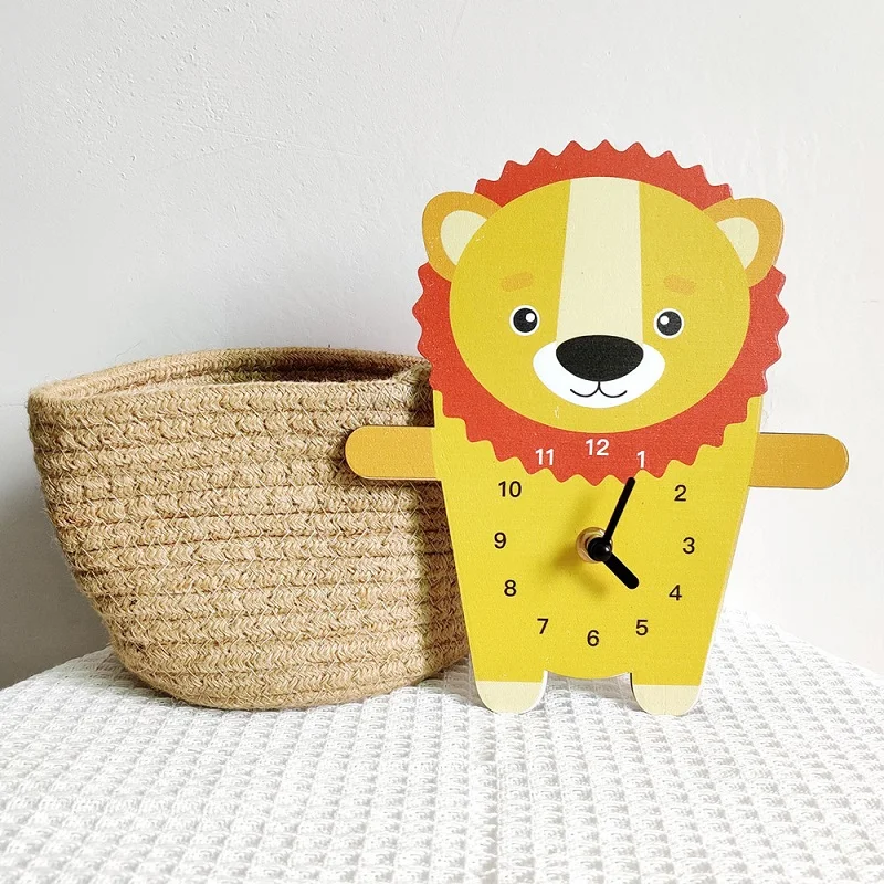 

Silent Wall Wood Clocks for Kids Room Decoration Cartoon Panda Tiger Koala Lion Clock Children Boys Nursery Living Room Décor