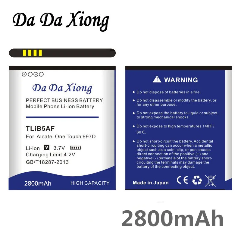 Аккумулятор Da Xiong 2800 мАч TLiB5AF для Alcatel C5 OT5036 OT5036D OT 5036 TCL S800 S710 997D 5036D OT997 5037 5037D|battery for