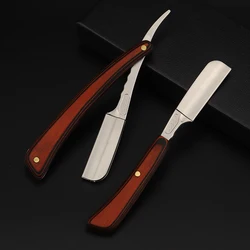 Wholesale Barber Straight Cut Throat Shaving Razors For Men Stainless Steel Feather Folding Shaver Holder With Wooden Handles