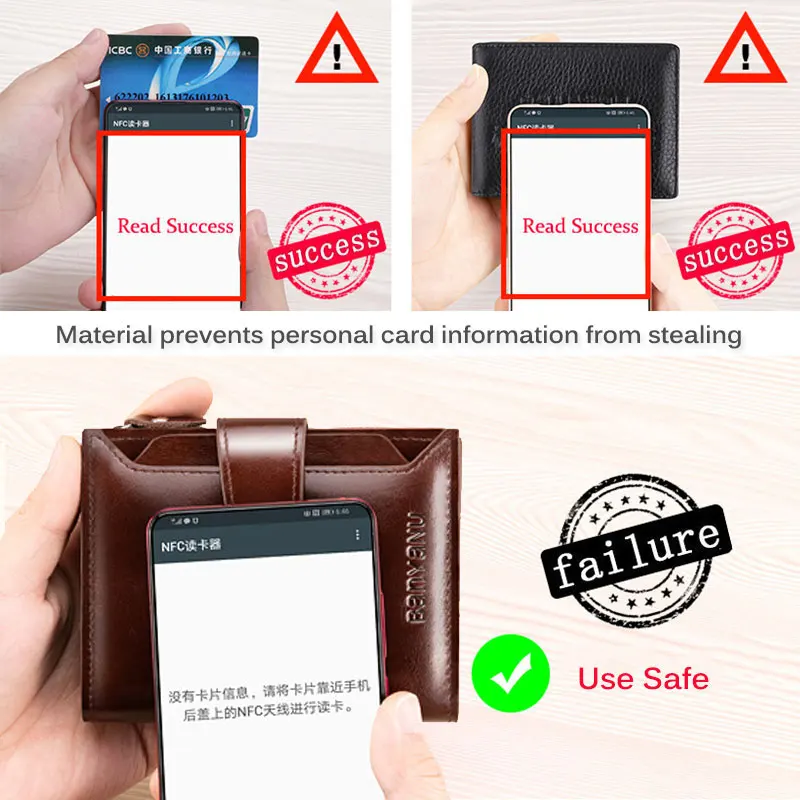 Men's Leather Trifold Short Wallet RFID Blocking Credit Card Holder Coin Zipper Pocket