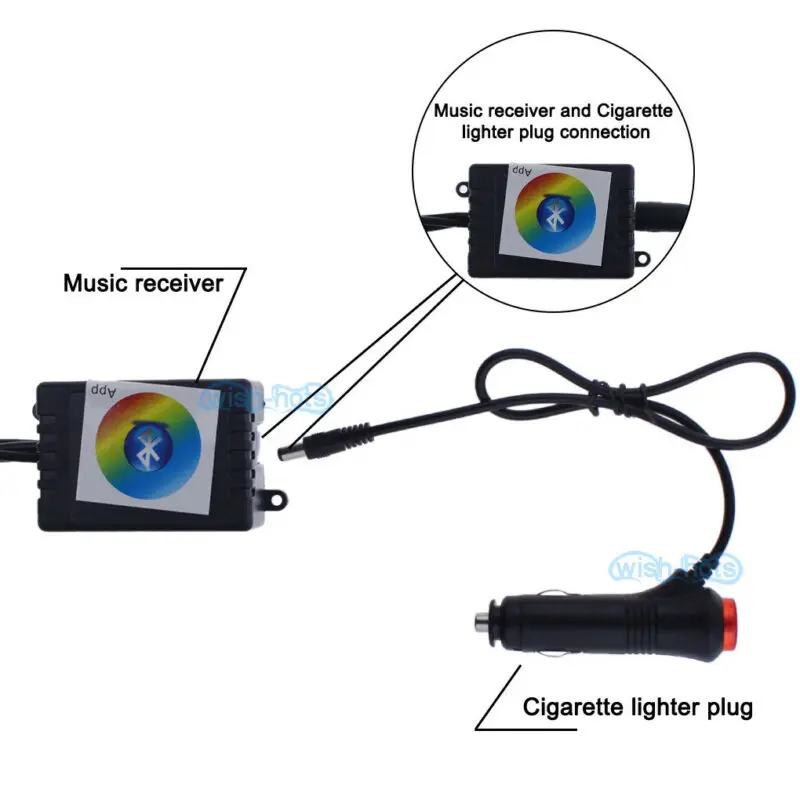 RGB светодиодный светильник, полоса для салона автомобиля, атмосферная лампа, Bluetooth, приложение, управление для салона автомобиля, пола или приборной панели