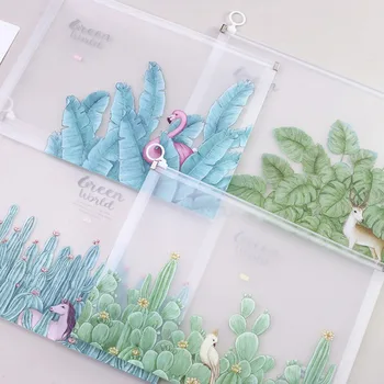 

1 Pcs Kawaii Flamingo Animal A4 Waterproof Desk Organizer Document Bag File Folder PP Hard Cover Storage Case Stationery