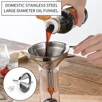 

Metal Funnel With Detachable Filter Stainless Steel Kitchen Funnel Oil Liquid Funnel Wide Mouth Funnel Canning Kitchen Gargets ^