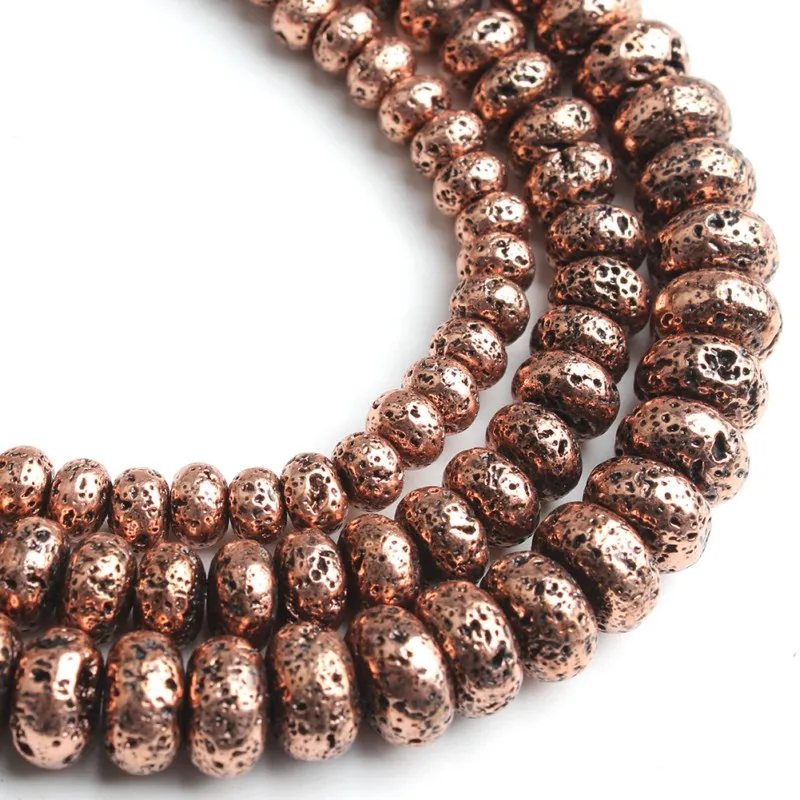 6/8/10 mm Natural Red Copper Hematite Stone Beads Rondelle Spacer Beads for Accessories Jewellery Making DIY 15‘’