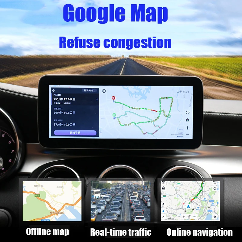 

Car GPS Navigation Multimedia Player Android 9 4G+64G For Mercedes Benz C Class W205 2015-2018 year & gift Car DVR