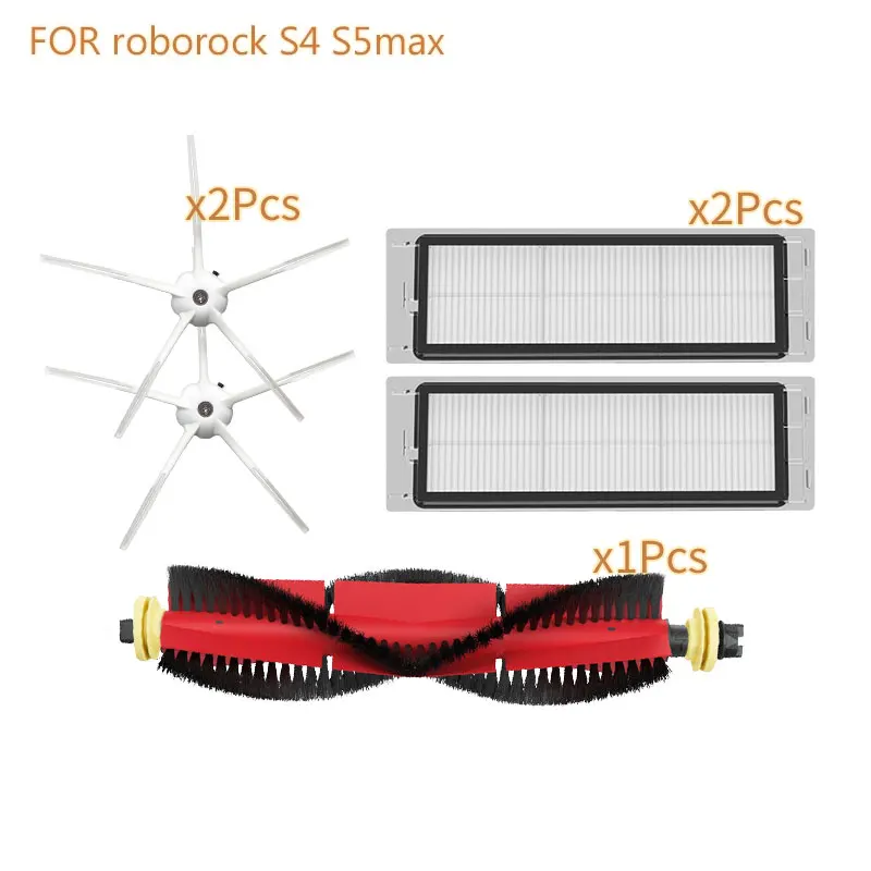

Robot vacuum cleaner filter silicone side brush removable main brush accessories kit for roborock s5 max s4 vacuum cleaner parts