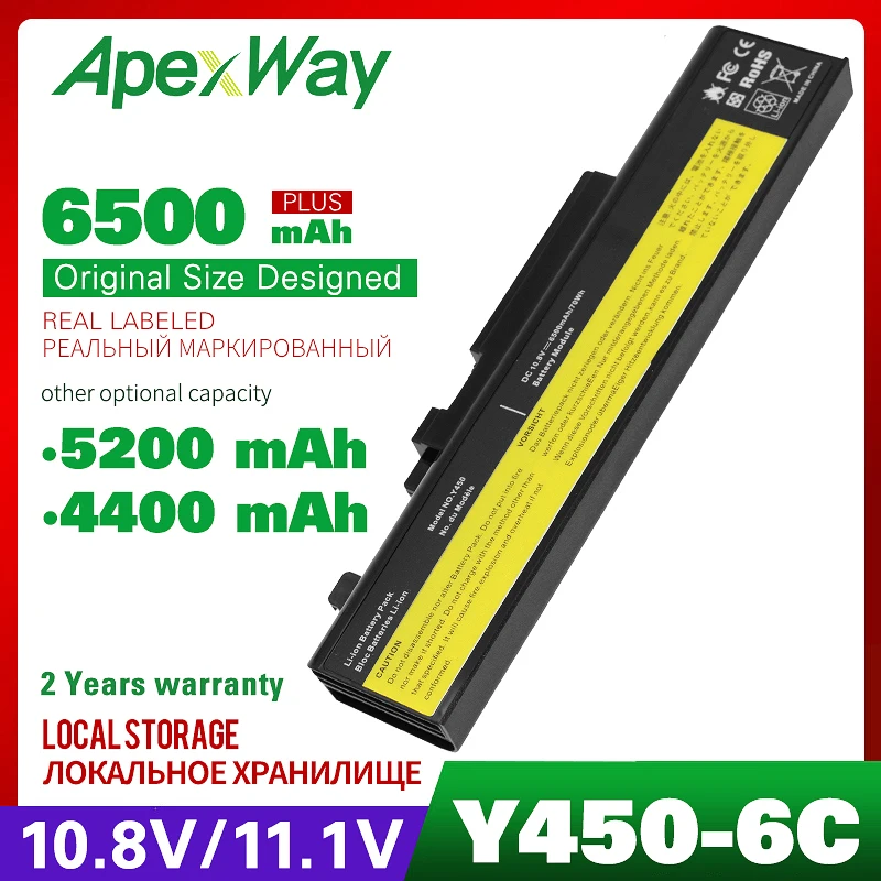 Apexway Аккумулятор для ноутбука Lenovo IdeaPad Y450 Y450A Y450G Y550 Y550A Y550P 55Y2054 L08L6D13 L08O6D13