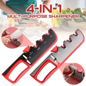

4-in-1 Multipurpose Kitchen Knife Sharpener Adjustable Angle Tungsten Steel Diamond Coated Sharpening System