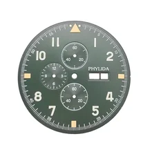 37,7 мм коричневый Пилот хронограф циферблат подходит Miyota Cal.0S00 движение LUME