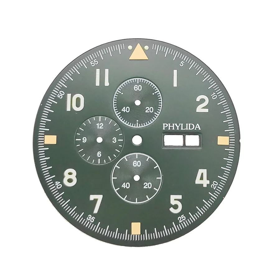 37 7 мм зеленый Пилот хронограф часы циферблат Fit Miyota Cal.0S00 механизм LUME|Ремонтные