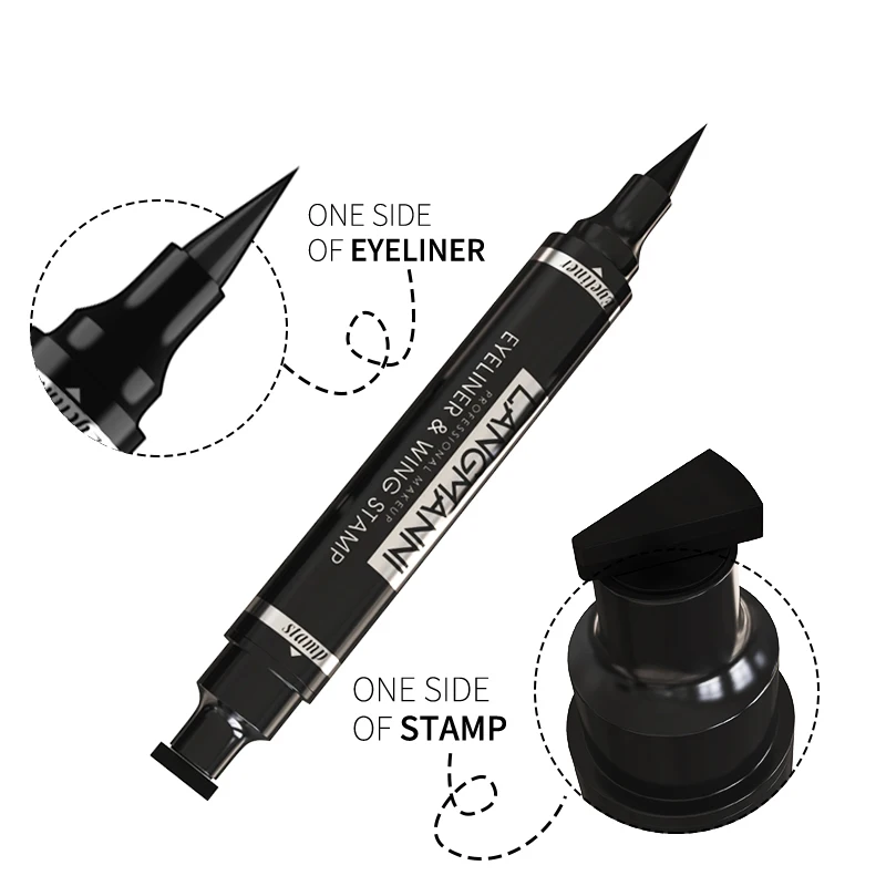 1Pc Double-Headed Seal Black Eyeliner Triangle Seal Eyeliner Stamp Waterproof Black Liquid Eyeliner Eye Makeup TSLM1