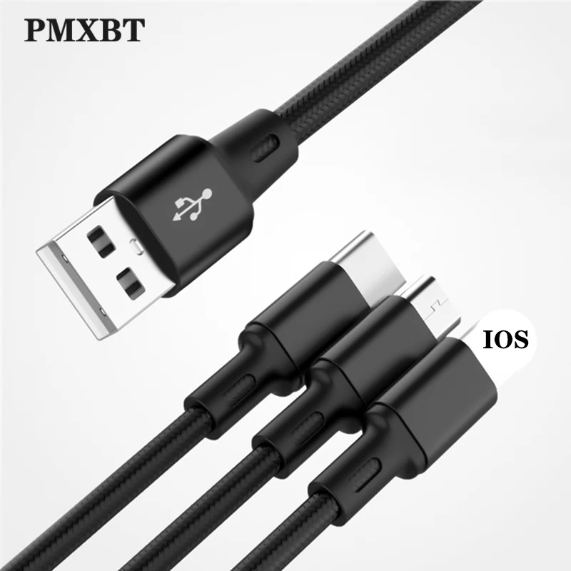 Кабель для мобильного телефона 3 в 1 Micro USB кабель usb type C кабель type-C Быстрая зарядка для samsung Xiaomi huawei USB осветительный провод