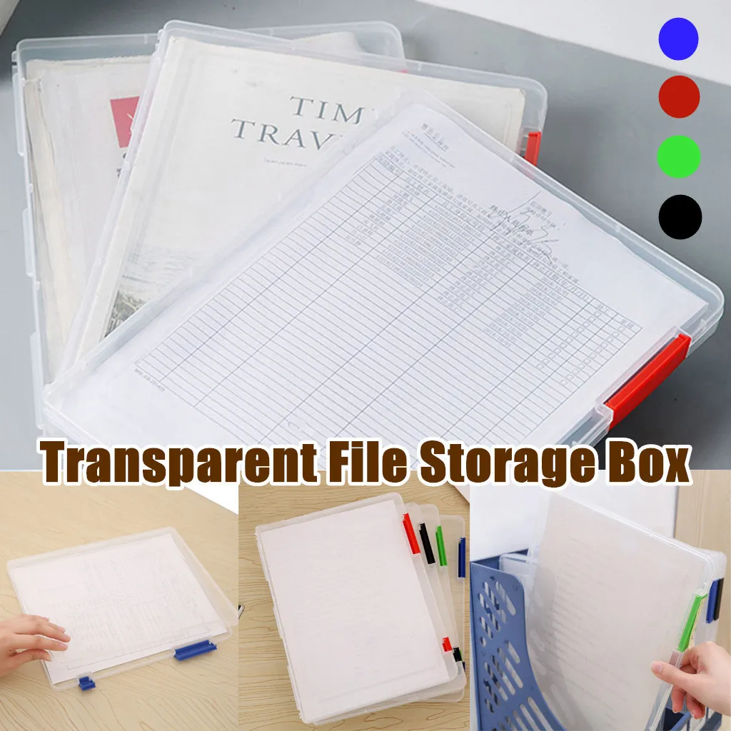 Caja de almacenamiento transparente A4 antiarrugas, estuche de plástico transparente para documentos, archivador, carpeta, Id, bolsa de almacenamiento, # p30
